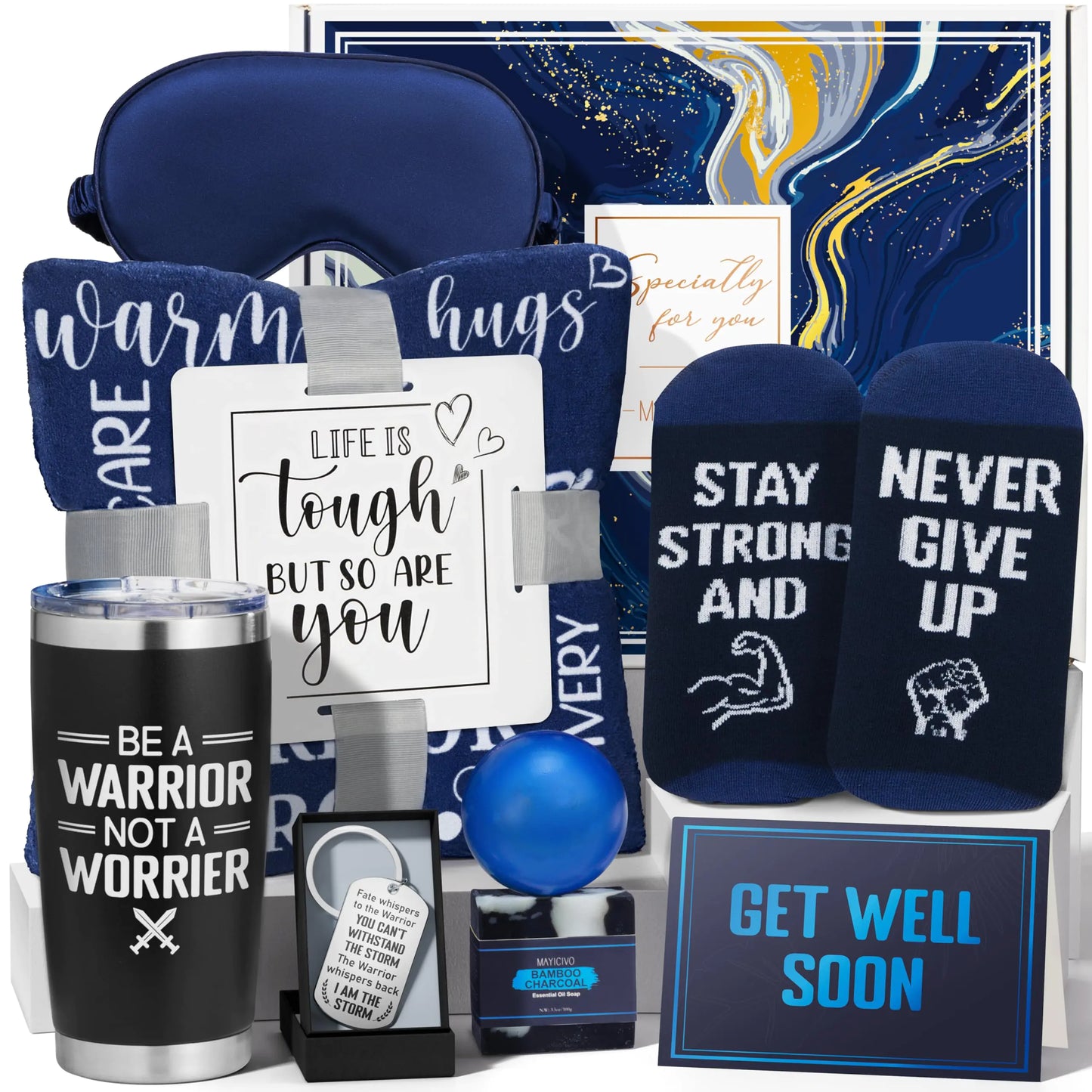 Get Well Soon Gifts for Men After Surgery Cancer Gifts for Men Chemo Care Package Get Well Gift Basket for Sick Friends Thinking of You Feel Better Birthday Gifts Box for Men Dad Brother w/Tumbler