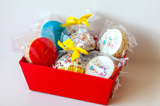 Happy Birthday Gift Basket Tray by Creative Crispies Co.