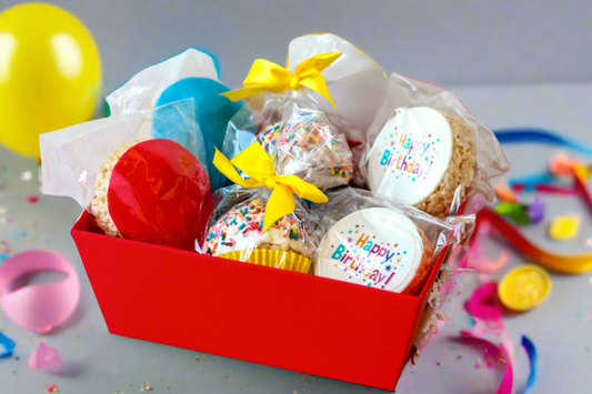 Happy Birthday Gift Basket Tray by Creative Crispies Co.
